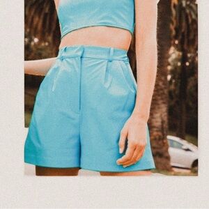 Amanda Uprichard High Waist Turquoise Shorts “as is”